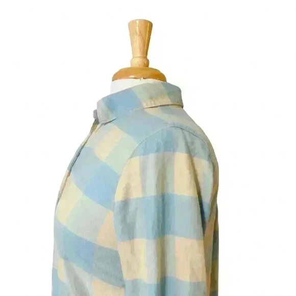 Faherty Women's Blue & Brown Plaid Button Up Shirt Organic Cotton Extra Small XS - Picture 5 of 12